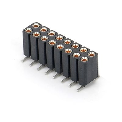 2.54mm Dual Row H7.0mm SMT PCB Brass Machined Round Female Header Connector PA6T Black