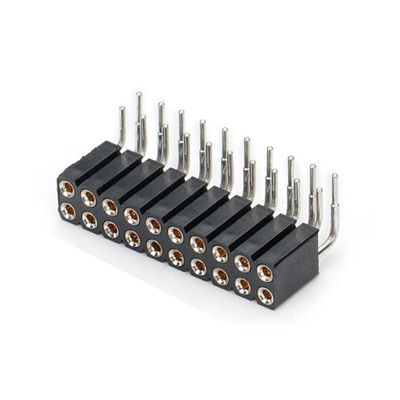 2.54mm Dual Row H7.0mm SMT PCB Brass Machined Round Female Header Connector PA6T Black