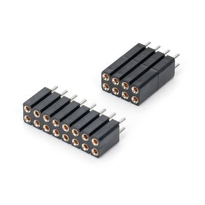 2.54mm Dual Row H7.0mm SMT PCB Brass Machined Round Female Header Connector PA6T Black