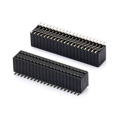 1.0 Female Header Dip Double Row Straight PA6T Black 2pin-100pin Board To Board connector