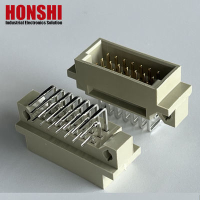 Right Angle PCB 128 Pin DIN 41612 Euro Female Connector With Board Lock Pbt Grey