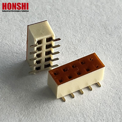 Female Header Connector Double Row White Pitch 2.54mm H7.1 10p SMT Type PA6T PCB Board