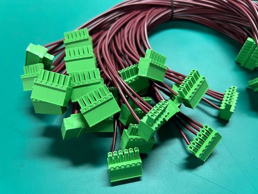OEM Cable Length Industrial Machine 5.08mm Terminal Block Green Cable And Wire Harness Assembly 0.5M 1M 100% Testing Inspection
