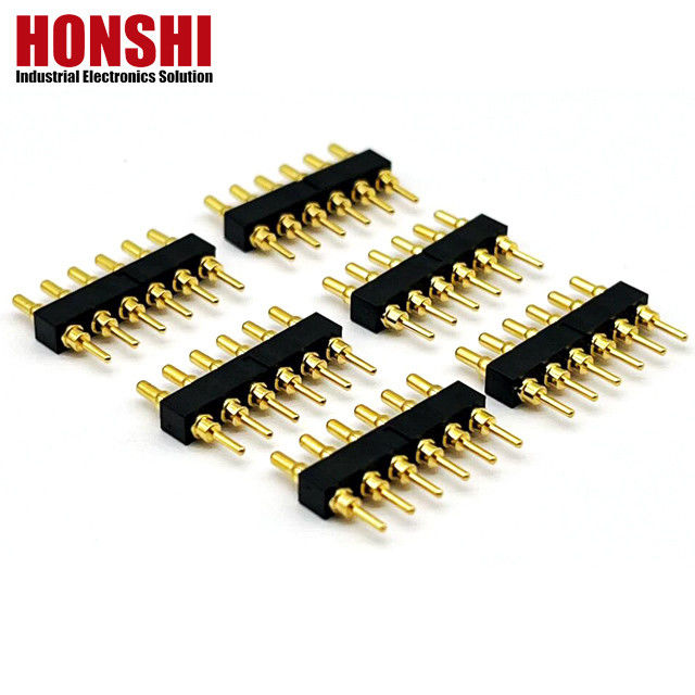 Female Pogo Pin Connector 6P Gold Plated H2.5 Dip Type Brass Contact For PCB High Current