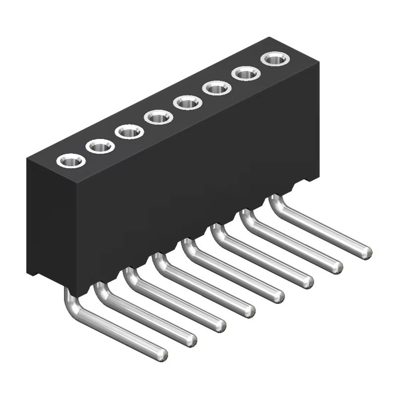1.27mm Machined Female Header H4.1 Round Single Row Right Angle Pin Header Female