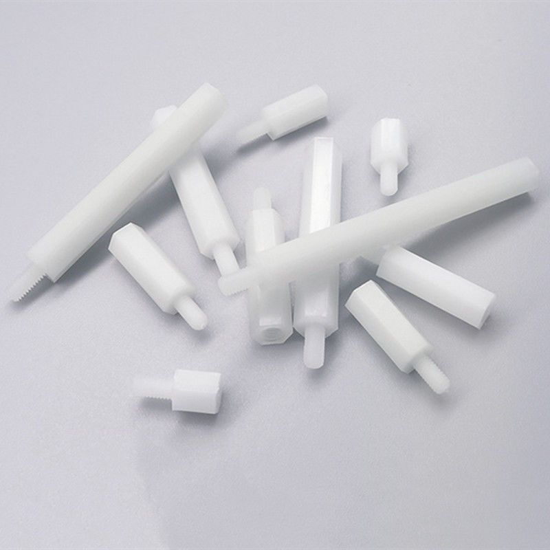 White Nylon Round Plastic Standoff for Through Hole Mounting on Printed Circuit Boards