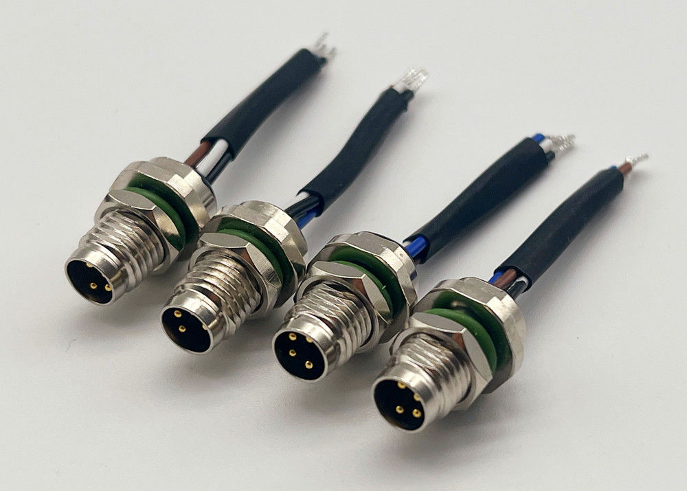 4 Pin Circular Wire Connector Rear Screw Mounting M8 Panel Mount Connector