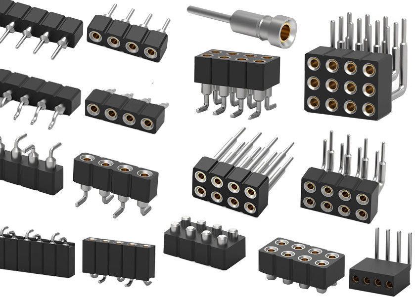 Dual Row PCB Round Pin Header Connector Machined Female Header 1.27mm 2.0mm 2.54mm