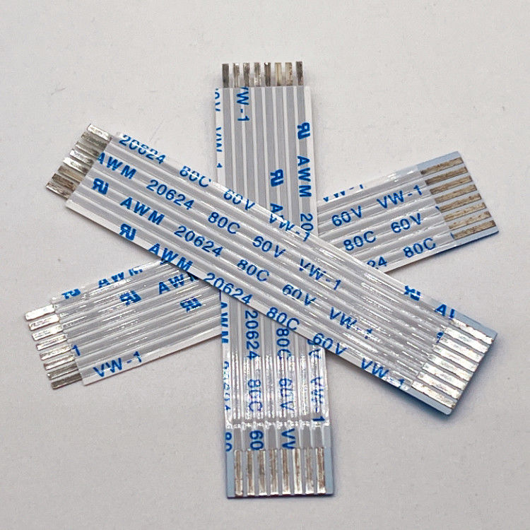 UL20624 1.25mm 8Pin FFC Ribbon Cable 80C 60V 100mm Ribbon Flexible Flat Cable