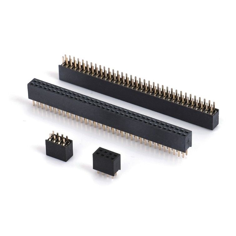 1.0 Female Header Dip Double Row Straight PA6T Black 2pin-100pin Board To Board connector