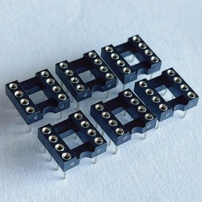 2.54mm 8 Pin IC Socket Connector Female Straight Pin Header PBT Insulation Material Black