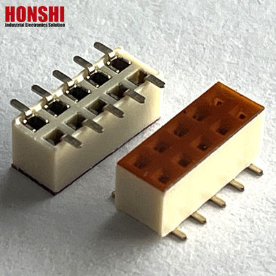Female Header Connector Double Row White Pitch 2.54mm H7.1 10p SMT Type PA6T PCB Board
